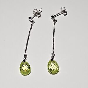 Vintage Prime Art & Jewel Sterling Silver Dangling Yellow Green Faceted Teardrop